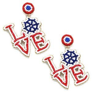 Handmade multi seedbead nautical theme earring - love